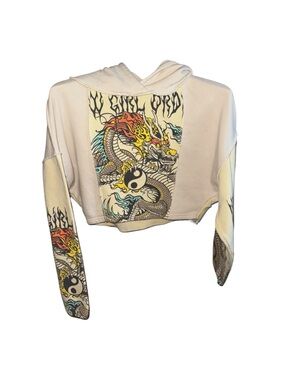 NGOrder Girls Size 12 Oversized Cropped Dragon Ying Yang Hoodie Pullover Top Y2K